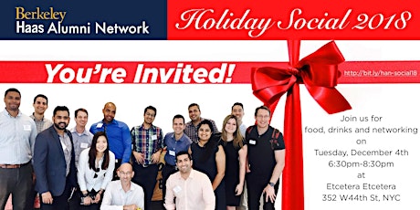 Berkeley Haas Alumni Network in NYC - 2018 Holiday Networking / Social Event primary image