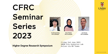 CFRC Seminar Series HDR Symposium - Friday 2nd June 2023