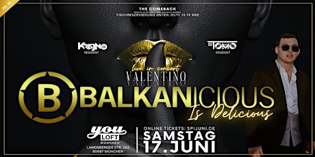 Imagem principal do evento Balkanicious - Valentino Live!