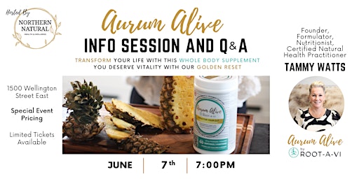 Gut Health Info Session with Tammy Watts (Aurum Alive by ROOT-A-VI) primary image