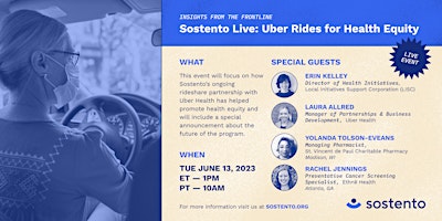 Imagen principal de Sostento Live: Uber Rides for Health Equity