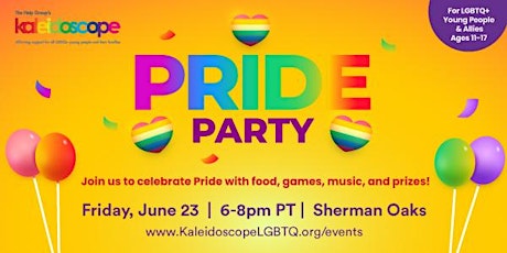 Pride Party for LGBTQ+ Youth and Allies 11-17! primary image