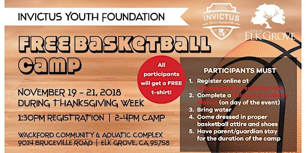Invictus Youth Foundation FREE Basketball Camp
