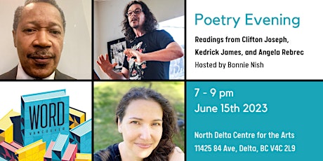An Evening of Poetry with Clifton Joseph, Kedrick James, and Angela Rebrec