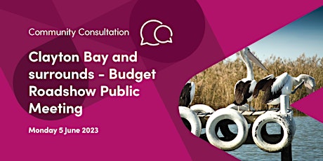 Clayton Bay and surrounds - Budget Roadshow Public Meeting primary image