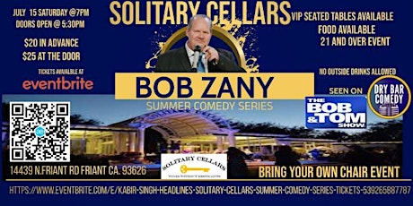 BOB ZANY  Headlines Solitary Cellars Summer Comedy Series