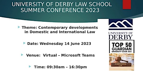University of Derby Law School Summer Conference 2023