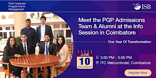 Imagen principal de Meet ISB PGP Admissions Team in Coimbatore| All You Need To Know about PGP