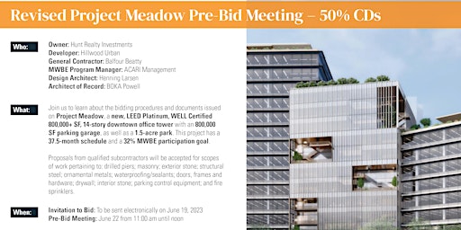 Project Meadow - MWBE Mixer & Pre-Bid Meeting 50% CDs primary image