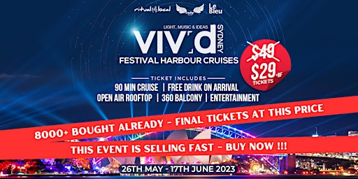 Imagen principal de Le Bleu - VIVID Lights Festival - Harbour Cruises | Open Air Rooftop