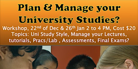 Plan & Manage Your University Studies - 2 weekly sessions primary image