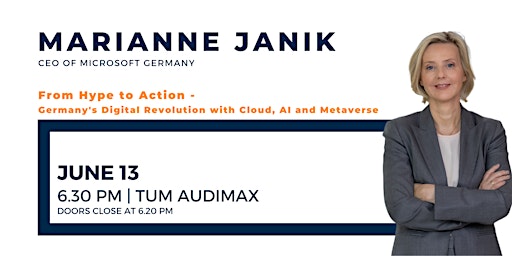 Hauptbild für TUM Speakers Series with Marianne Janik!
