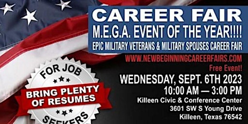 Hauptbild für M.E.G.A. Veterans, Spouse, Families Career Fair Get Ready To Be Hired!!!