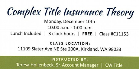 Complex Title Insurance Theory - 3 Free Clock Hours primary image