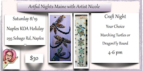 Craft Night make Marching Turtles or Dragonfly Boards at Naples KOA Holiday