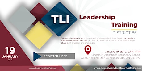 Toastmasters Leadership Institute (TLI) Phase 2 COT - District 86 January 19, 2019 primary image