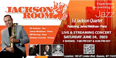 Ed Jackson Quartet featuring James Weidman Live Streaming Concert-June 24th