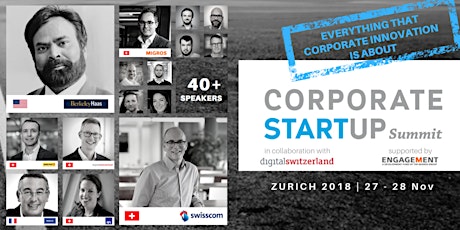 Corporate Startup Summit & Award 2018, 27. - 28. November, Zurich primary image