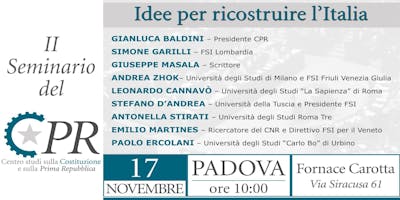 Idee per ricostruire l'Italia - 2° Seminario del CPR Idee per ricostruire l'Italia - 2° Seminario del CPR