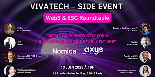 Imagen principal de VivaTech - SideEvent  : Web3 & ESG Roundtable - Threat or Opportunity ?