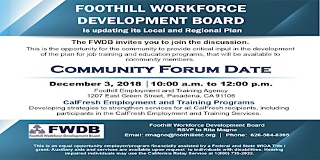 CalFresh Employment and Training Programs Community Forum primary image