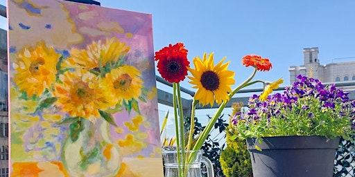 Flower Painting Workshop on a Skyline View Rooftop