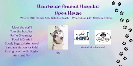 Touch of Grey Rescue will be at the Beachside Animal Hospital Open House!