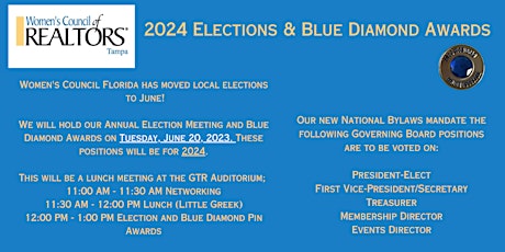 Women's Council of REALTORS Tampa 2024 Elections and Blue Diamond Awards