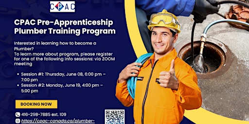 CPAC Pre-Apprenticeship Plumber Program Info Session #2 on June 19, 2023 primary image