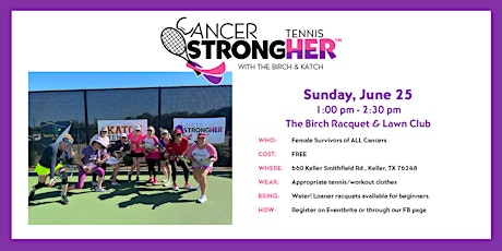 Cancer StrongHER Tennis – June 25, 2023 Class