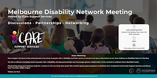 Hauptbild für Melbourne Disability Network Meeting Hosted by iCare Support Services