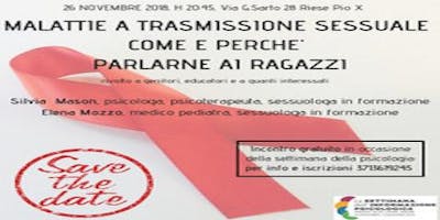 MALATTIE A TRASMISSIONE SESSUALE COME E PERCHE' PARLARNE AI RAGAZZI. Rivolto a genitori, educatori e quanti interessati MALATTIE A TRASMISSIONE SESSUALE COME E PERCHE' PARLARNE AI RAGAZZI. Rivolto a genitori, educatori e quanti interessati