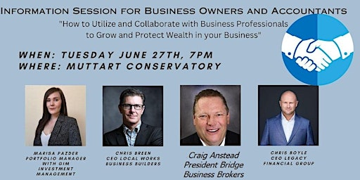 Utilize  Professionals to Help Grow and Protect Wealth in your Business primary image