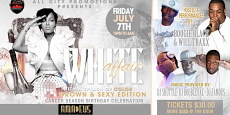 Friday July 12th, WHITE AFFAIR w/a Splash of Color "Ladies Night" @ AMADEUS