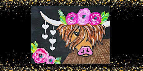 Pink Floral Highland Cow Paint Party!