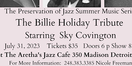 Preservation of Jazz  Music Series Billie Holiday Tribute ft.Sky Covington