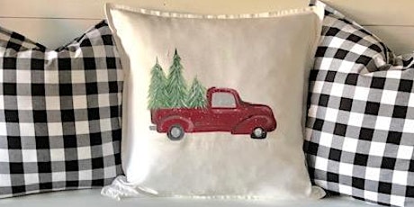 Vintage Truck With Trees Pillow primary image