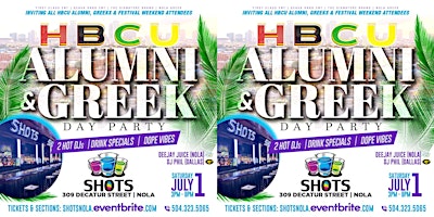 HBCU Alumni & Greek Day Party Festival Weekend at SHOTS New Orleans primary image