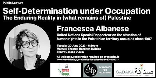 Public Lecture by UN Special Rapporteur on Palestine - Francesca Albanese primary image