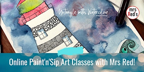 ONLINE watercolour Paint'n'Sip art class!