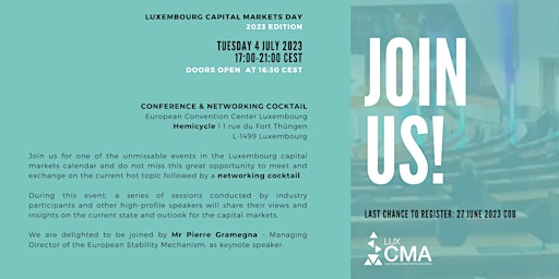 Hauptbild für LuxCMA Event  | Luxembourg Capital Markets Day I 2023 Edition