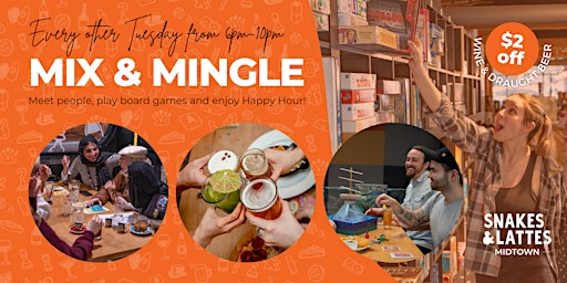 Primaire afbeelding van Midtown Mix & Mingle - Meet people, play board games & enjoy Happy Hour!