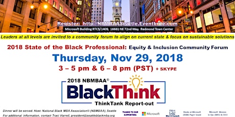 2018 State of the Black Professional: ThinkTank & Community Forum (6pm,PST) primary image