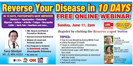 (f)Reverse Your Disease in 10 Days - June 11, 2023, Sunday, 2pm Hawaii-time
