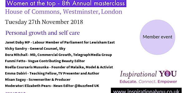 Women at the top masterclass - Progression and self care - House of Commons