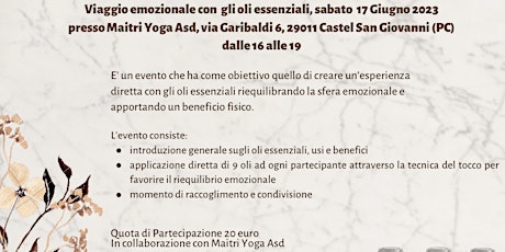 Viaggio Emozionale con gli Oli Essenziali -  Castel San Giovanni (PC)