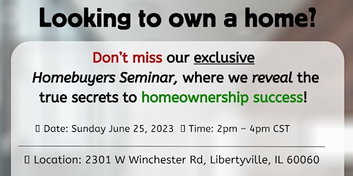 June 25, 2023 - Homebuyers Seminar, Open House style! primary image