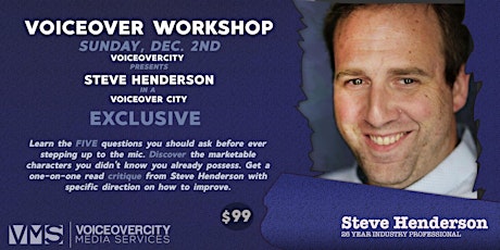 [Canceled] VoiceoverCity Voiceover Workshop with Steve Henderson primary image