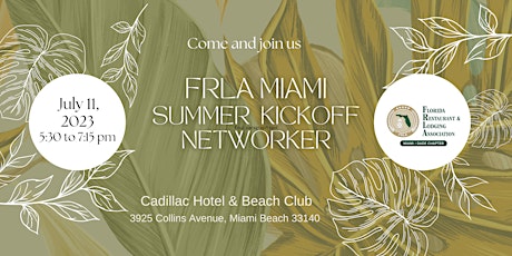 FRLA Miami June Hospitality Social - New Date July 11th primary image