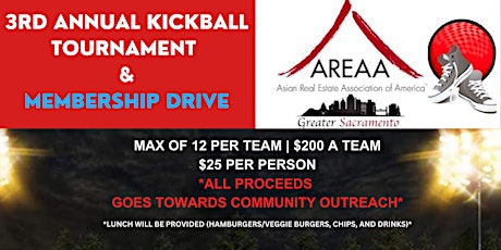 AREAA 3rd Annual Kickball Tournament and Membership Drive
